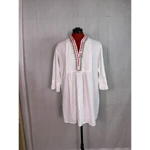 Nvelop Sun Tunic Top UVA UVP Protection Boho Beach Coverup White Size M E092